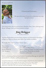 Todesanzeige Jürg Brügger, Silvaplana