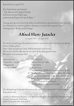 Todesanzeige Alfred Hert- Jutzeler, Krauchthal
