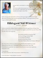 Todesanzeige Hildegard Näf-Wittwer