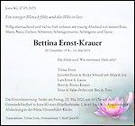 Todesanzeige Bettina Ernst-Krauer