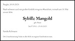 Todesanzeige Sybille Mangold