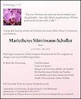 Todesanzeige Marietheres Stirnimann-Schaller, Rothenburg
