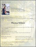 Todesanzeige Thomas Schärer, Uebeschi