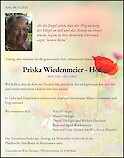 Todesanzeige Priska Wiedenmeier - Hof