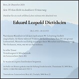 Todesanzeige Eduard Leopold Dietisheim, Bern