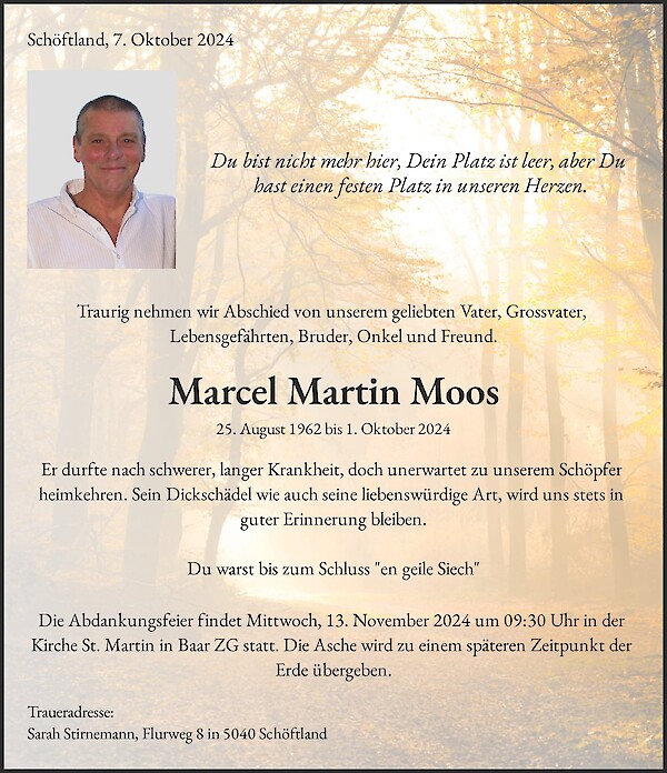 Todesanzeige von Marcel Martin Moos