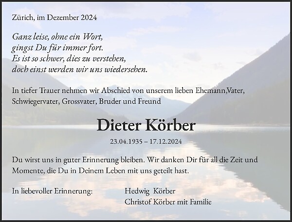 Todesanzeige von Dieter Körber