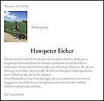 Todesanzeige Hanspeter Eicher