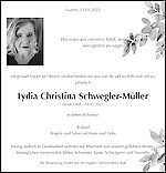 Todesanzeige Lydia Christina Schwegler-Müller